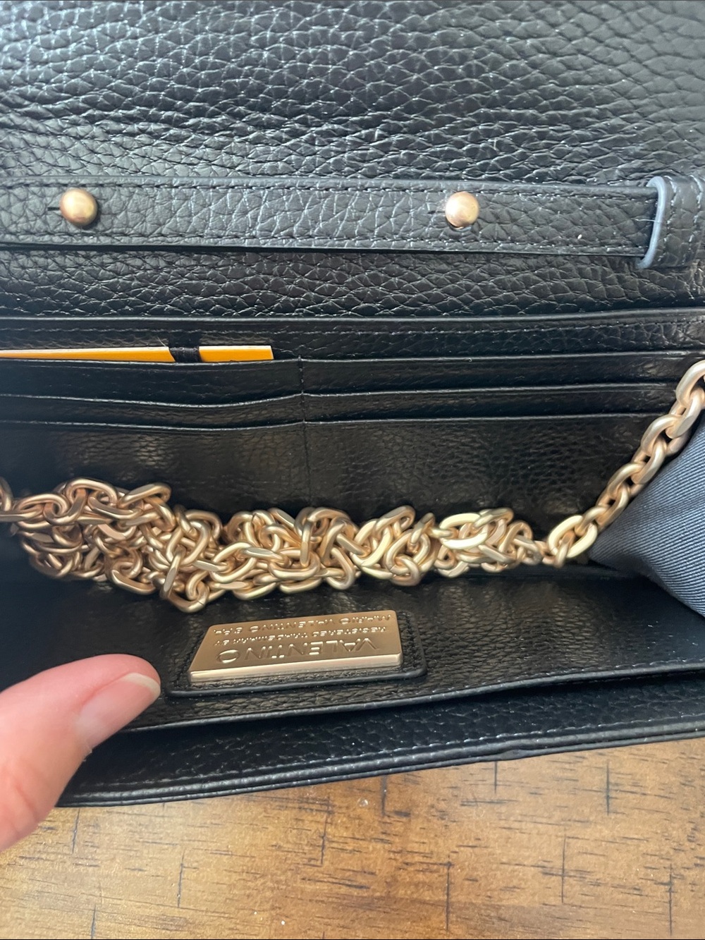 Valentino Black Pebbled Wallet with Studded Logo - Picture 6 of 7